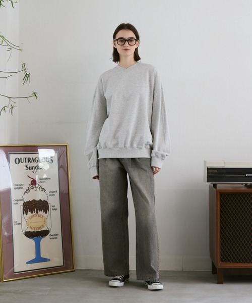 「flaner」 スウェットカットソー SMALL ブルー レディース_画像2