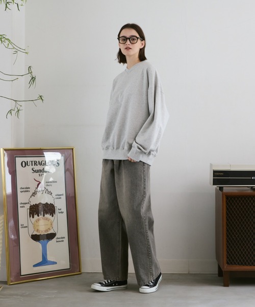 「flaner」 スウェットカットソー SMALL ブルー レディース_画像3