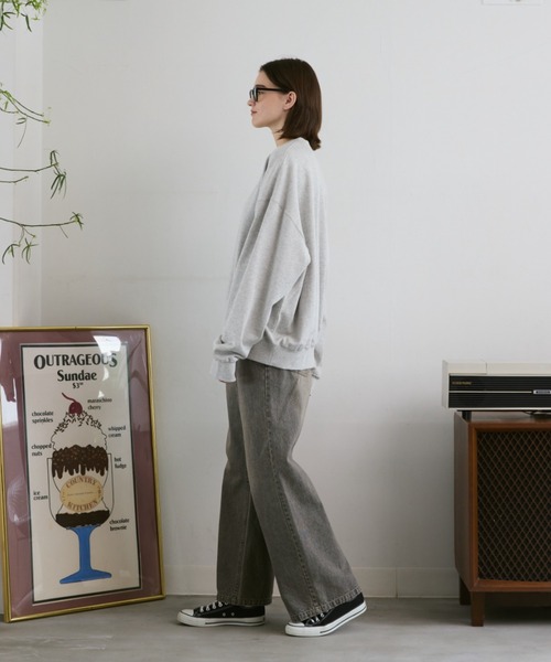 「flaner」 スウェットカットソー SMALL ブルー レディース_画像4