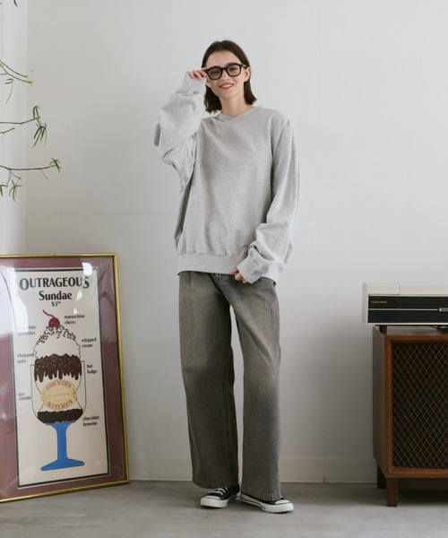「flaner」 スウェットカットソー SMALL ブルー レディース_画像6