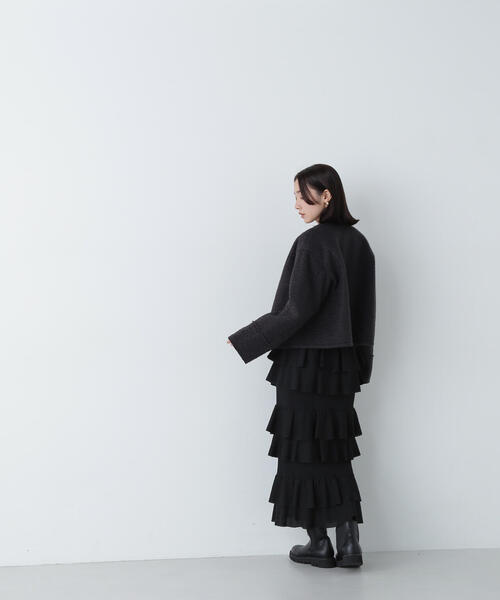 「NATURAL BEAUTY BASIC」 ノーカラージャケット MEDIUM オフホワイト レディースの画像