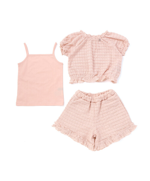 BeBe（ベベ） セットアップ (キャミソール付き)ストレッチレースフリル