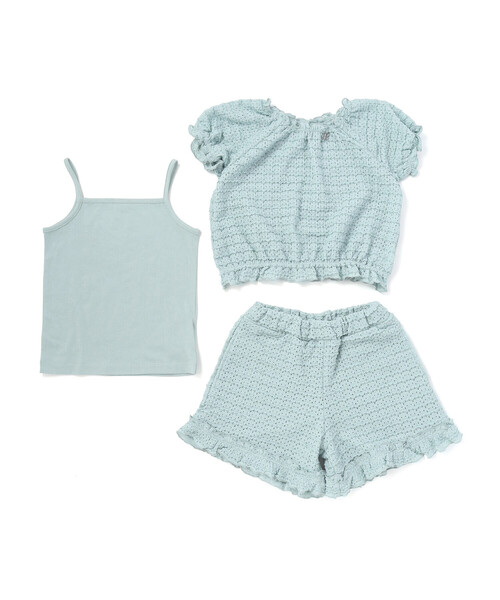BeBe（ベベ） セットアップ (キャミソール付き)ストレッチレースフリル