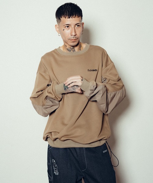 「Subciety」 スウェットカットソー LARGE サンドベージュ メンズ_画像8