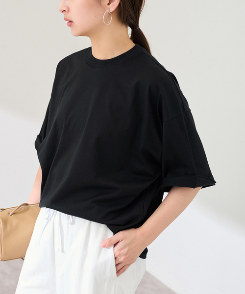 tシャツ ATON/エイトン SUVIN 60/2 WIDE SLEEVE T-SHIRT レディースの画像