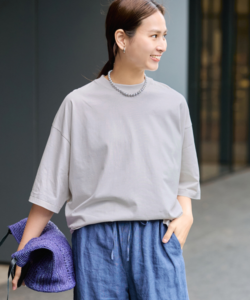 tシャツ ATON/エイトン SUVIN 60/2 WIDE SLEEVE T-SHIRT レディースの画像