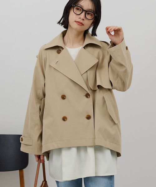 「AMERICAN HOLIC」 トレンチコート L ライトカーキ レディース_画像2