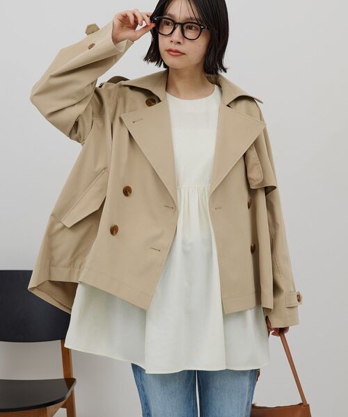 「AMERICAN HOLIC」 トレンチコート L ライトカーキ レディース_画像3