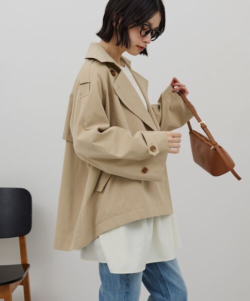 「AMERICAN HOLIC」 トレンチコート L ライトカーキ レディース_画像4