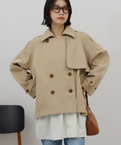 「AMERICAN HOLIC」 トレンチコート L ライトカーキ レディース_画像6