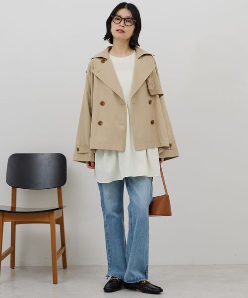 「AMERICAN HOLIC」 トレンチコート L ライトカーキ レディース_画像7