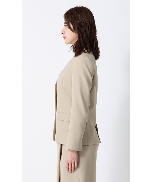 「AOYAMA」 「&ress」ノーカラージャケット 7号 ネイビー レディース_画像2