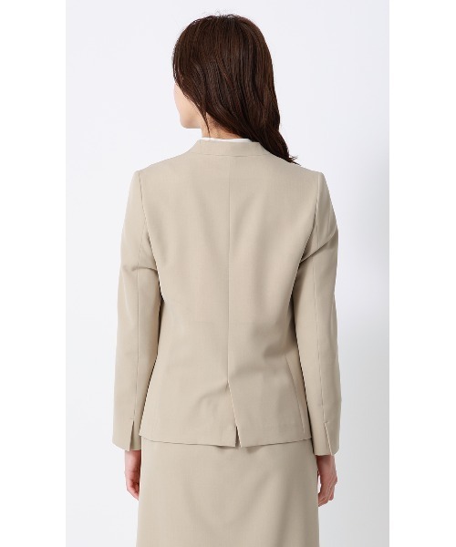 「AOYAMA」 「&ress」ノーカラージャケット 7号 ネイビー レディース_画像3