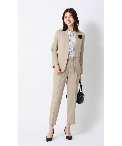 「AOYAMA」 「&ress」ノーカラージャケット 7号 ネイビー レディース_画像8