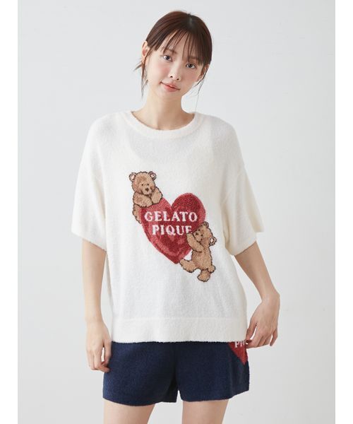パジャマ ルームウェア 「接触冷感」スムーズィーBEAR　HEART ジャガードプルオーバー レディースの画像
