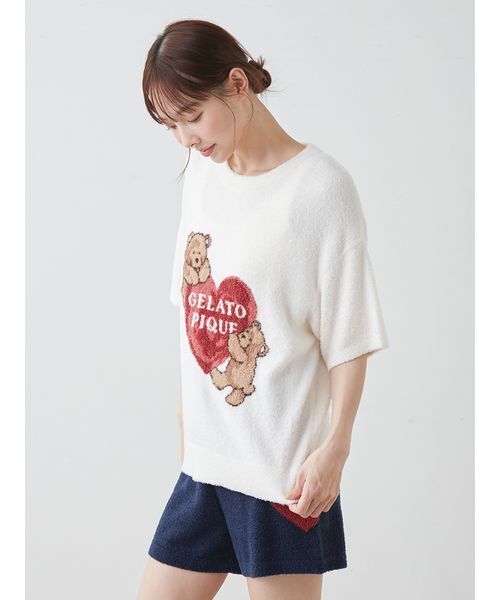 パジャマ ルームウェア 「接触冷感」スムーズィーBEAR　HEART ジャガードプルオーバー レディースの画像