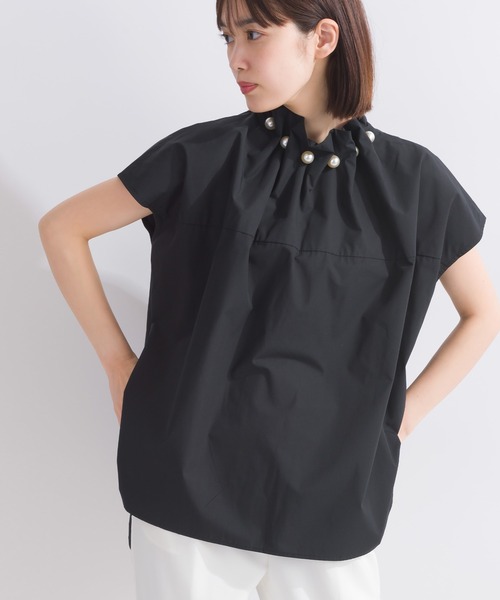 「PICCIN PERLA」 半袖ブラウス M ブラック レディース_画像7