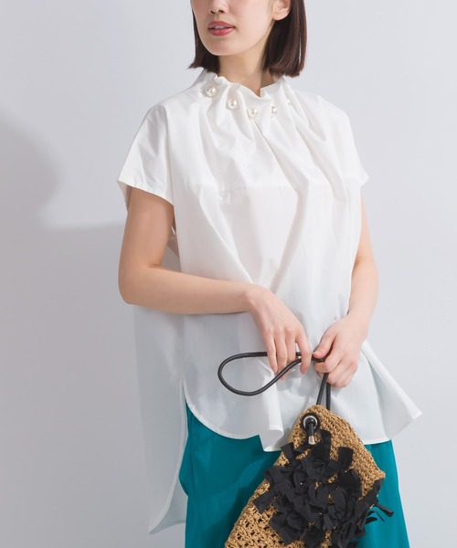 「PICCIN PERLA」 半袖ブラウス M ブラック レディース_画像9