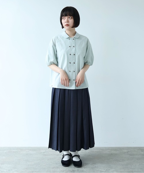 bulle de savon（ビュルデサボン） スカート T/Rデニム調太プリーツ