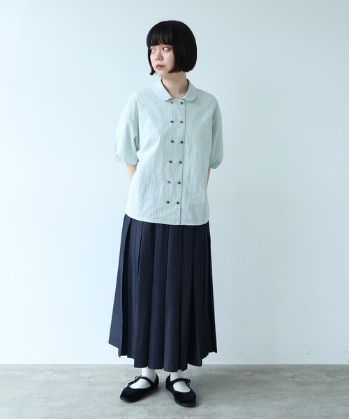 ビュルデサボン　デニムプリーツスカート bulle de savon（ビュルデサボン） スカート T/Rデニム調太プリーツ