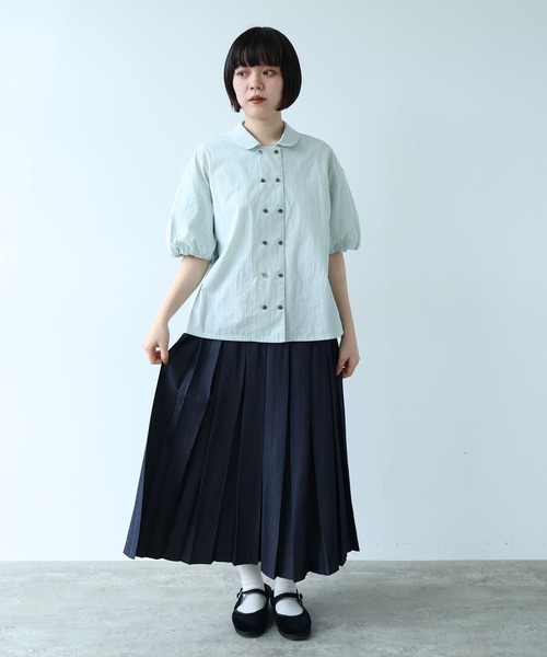 専用です／美品／デサント／プリーツスカート ストーン／S bulle de savon（ビュルデサボン） スカート T/Rデニム調太プリーツ