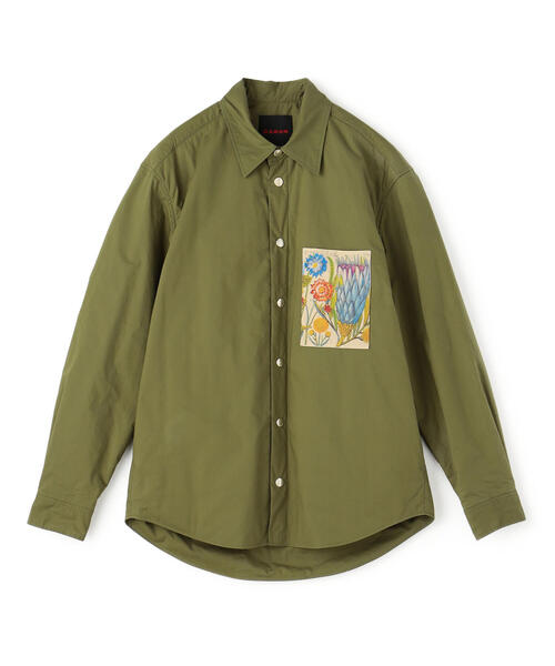 美品 CABaN コットンタイプライター パデットアートシャツブルゾン M シャツ ブラウス CABaN コットンタイプライター パデットアート