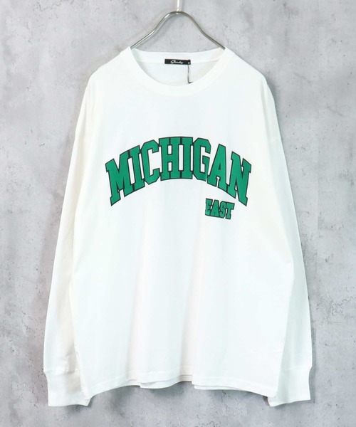 SHISKY（シスキー） tシャツ フロッキープリント長袖Tシャツ メンズ