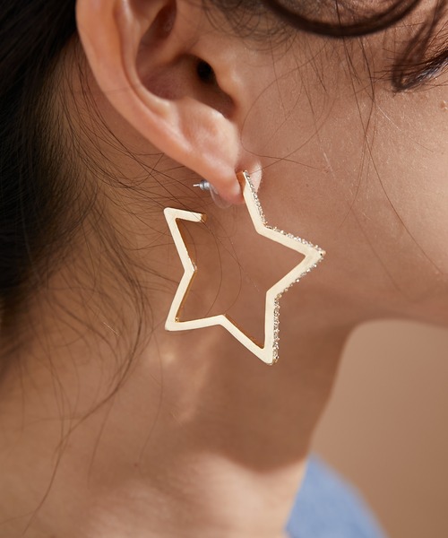 ダビデの星 フープ ピアス ear PAPILLONNER ピアス 「WEB限定」CRYスターフープピアス