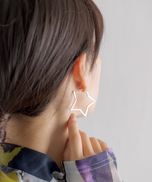SAINT LAURENT スター & ラブ スター フープピアス CONNECT WITH LOVE PIERCED EARRING(片耳用)(2JP0949)K10 ピアス