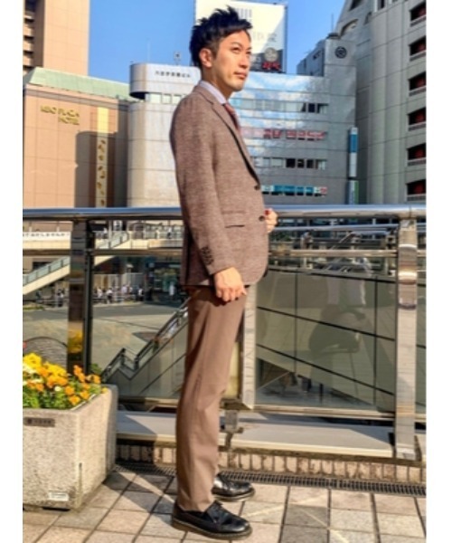 Perfect Suit FActory スラックス バーズアイ 杢調ワンタック