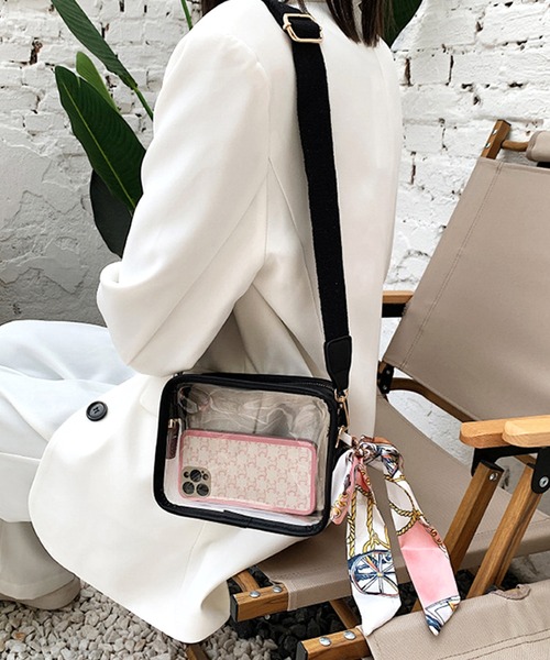 【即日発送】【レア物】アップリケ付きショルダーバッグ Amulet（アミュレット） ショルダーバッグ バッグ スカーフ付きクリア