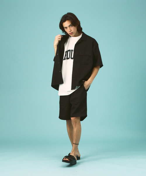 ディッキーズ　セットアップ　ワークシャツ＆ショートパンツ　上下セット　ストライプ ディッキーズ セットアップ ワークシャツ＆ショートパンツ 上下