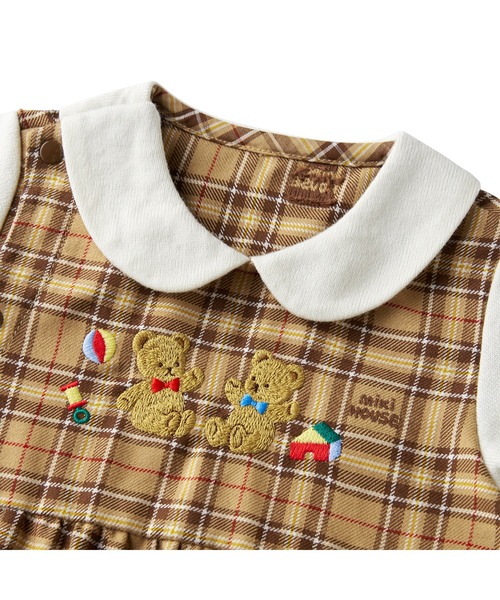 ななめろ♡　美品　ミキハウス　ロンパース　カバーオール　チェック MIKI HOUSE ベビー服 ロンパース ミキハウスチェックの