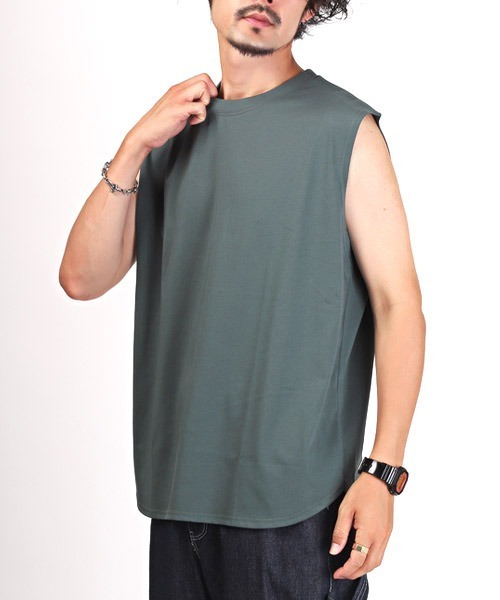 シルケットテンジクノースリーブカットソー LUXSTYLE tシャツ シルケットライクノースリーブ メンズ