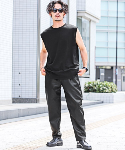 シルケットテンジクノースリーブカットソー LUXSTYLE tシャツ シルケットライクノースリーブ メンズ