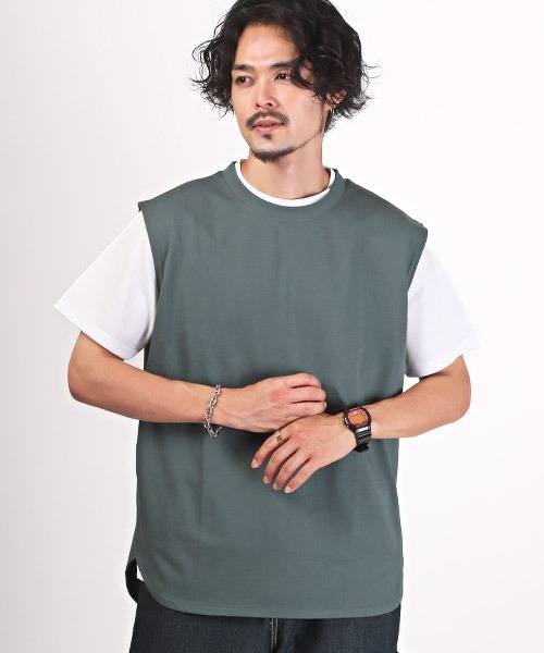 シルケットテンジクノースリーブカットソー LUXSTYLE tシャツ シルケットライクノースリーブ メンズ