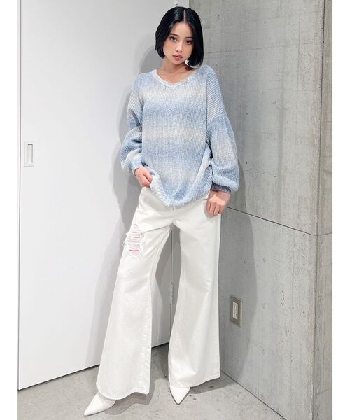 【人気⭐オシャレ⭐GYDA】ダメージ　デニムパンツ　サイズS GYDA ジーンズ デニム デニムパンツ ハイウエストthigh high