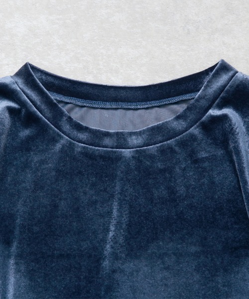 tシャツ サムホールロングスリーブベロアトップス レディース