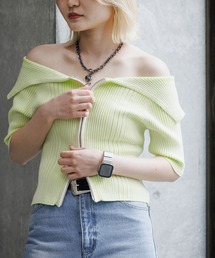 【在庫あり】 PAGEBOY ニット レディース ダブルZIPリブオフショル セーター アクセサリー