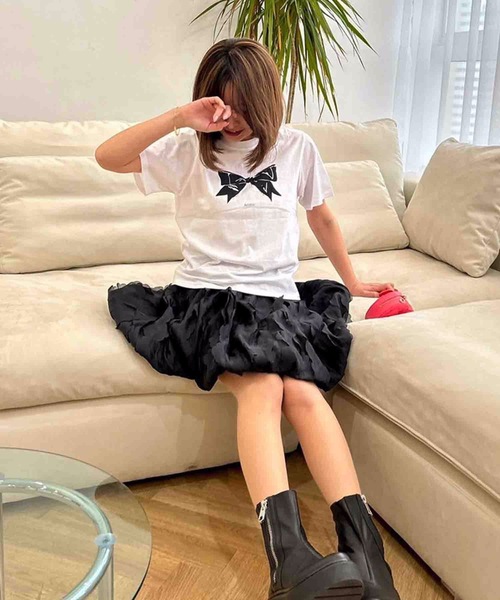 Myu tシャツ リボンプリントTシャツ レディース : ZOZOTOWN