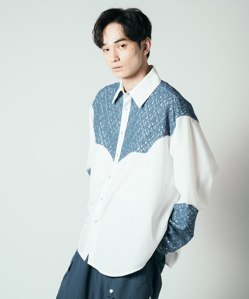 seyto サイズ3 / ウエスタンシャツレースシャツ Western lace short shirt / ウエスタンシャツレースシャツ