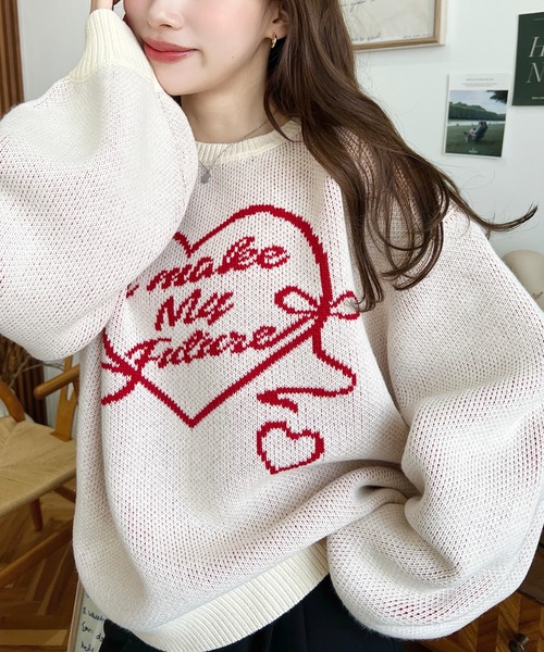 The Barnnet ザバーネット　ロゴジャガードニット　ピンク The Barnnet ザバーネット ロゴジャガードニット ピンク