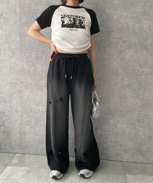 DISPARK/ヴィンテージウォッシュスウェットワイドパンツ レディース  