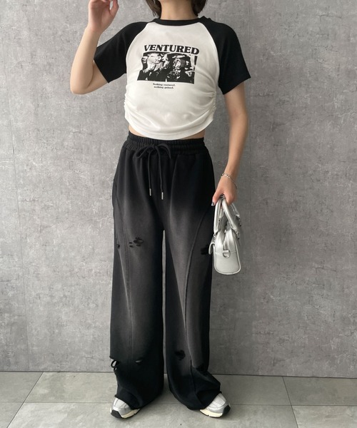 ウオッシュド サイドライン スエットパンツ ビィンテージ 2色 セットアップ可能】サイドライン ワイドパンツ（スウェット
