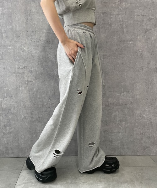 ウオッシュド サイドライン スエットパンツ ビィンテージ 2色 セットアップ可能】サイドライン ワイドパンツ（スウェット
