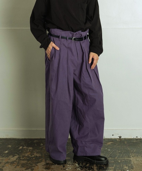 Aphlotus パンツ ワイドバギーパンツ(ダック/ジャガード) メンズ