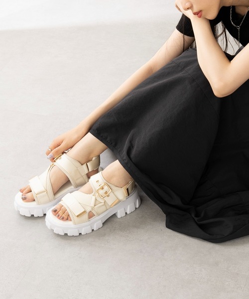 BASIC ちゃんキーサンダル manana suerte サンダル ボリュームチャンキーサンダル