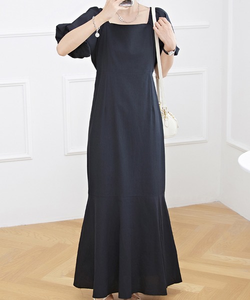 美品 etoll. アサクラ 総レース パフスリーブ バックリボン ワンピース Lace Ladies ワンピース バックレースアップ パフスリーブ