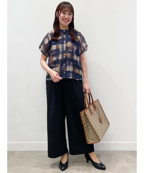 ブラウス シャツ 「SALE／接触冷感／マシンウォッシュ可／セットアップ可能」シアーチェックブラウス レディース Reflect｜【SALE/接触冷感/マシンウォッシュ可/セットアップ可能