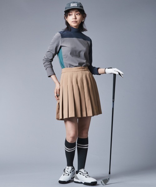 大きいサイズ レディース トップス 配色ブロッキングハイネックカットソープルオーバー シックスタイルゴルフ対応 CHIC STYLE tシャツ 配色ハイネックカットソープルオーバー